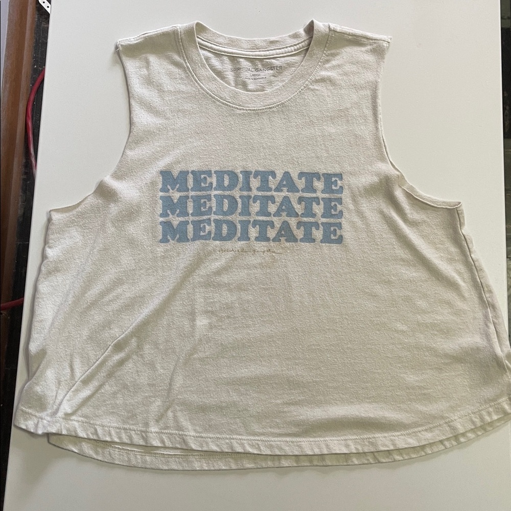 Spiritual Gangster crop tank top Meditate sz L